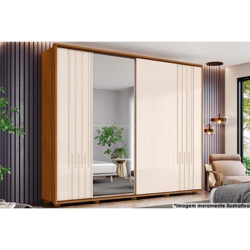 Guarda Roupa Casal 2 Portas de Correr e 6 Gavetas c/ Espelho e Pés